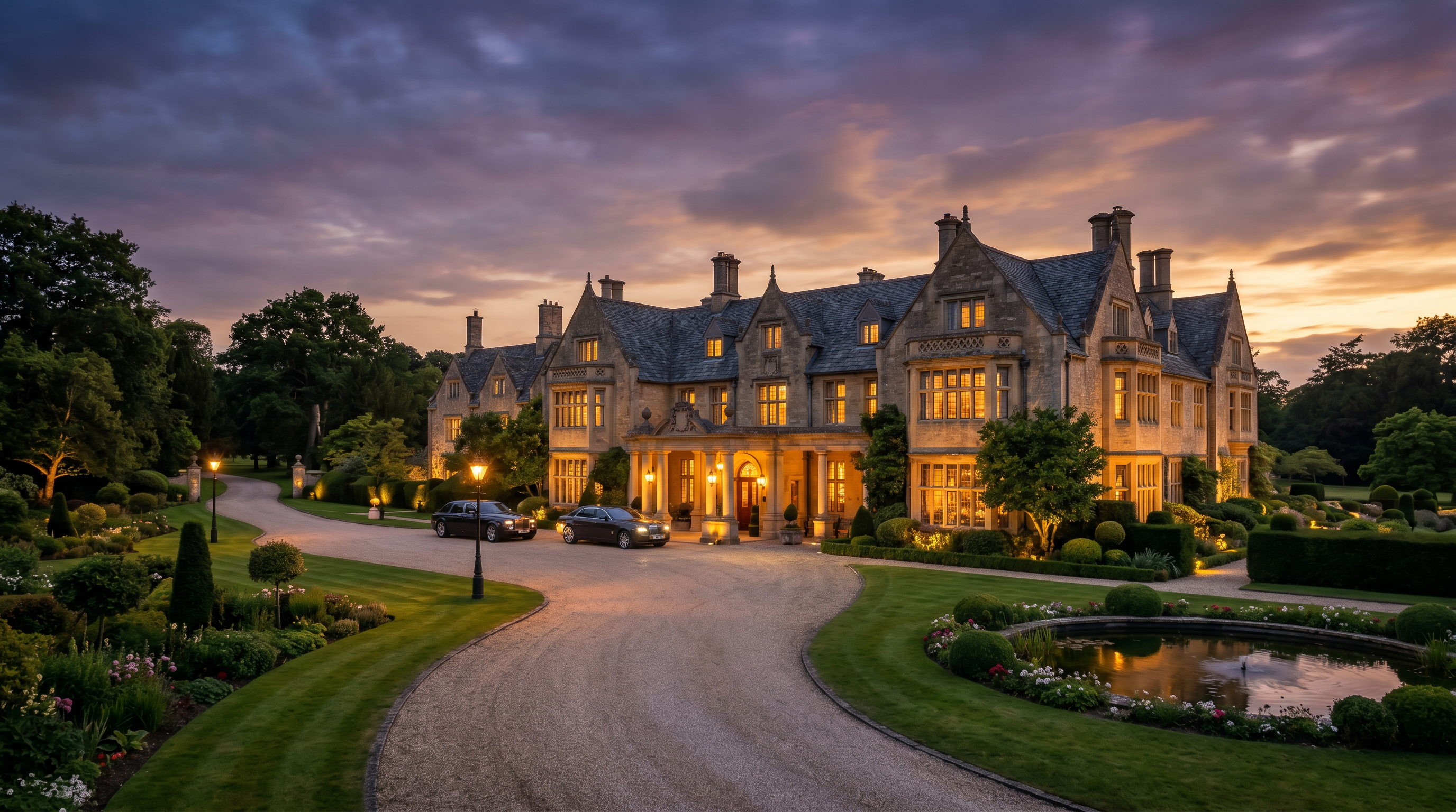 UK Hotel Resort exterior at dusk